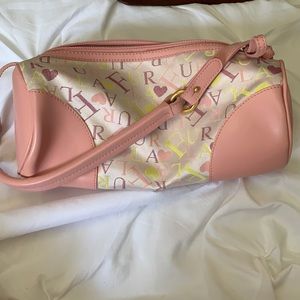 FURLA Logo Pink Peach Canvas Leather shoulderbag